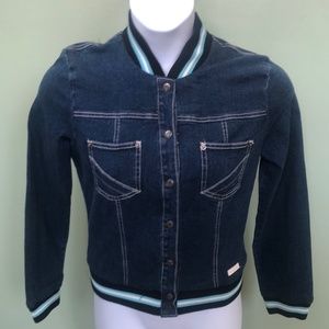 Baby Phat Womens Blue Long Sleeve Pockets Snap Denim Jacket Size Medium
